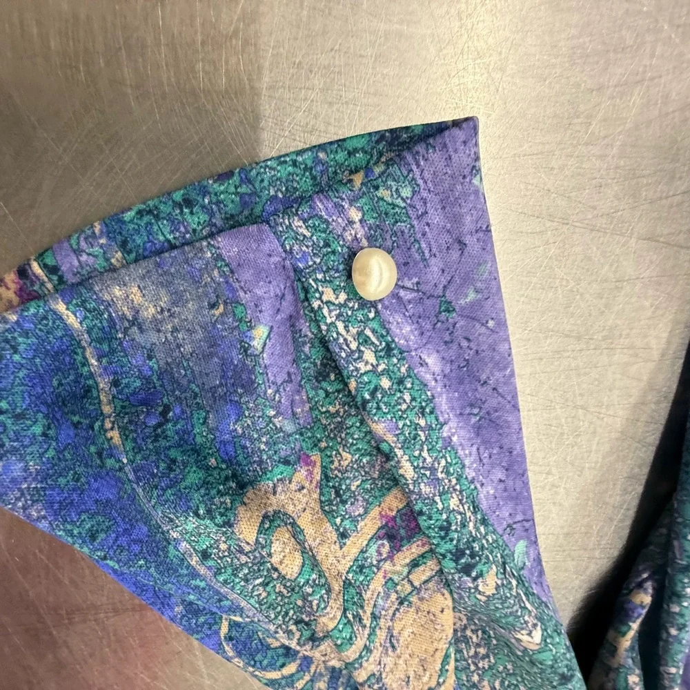 Vintage 1970s M Colorful Abstract Patterned Dress - Picture 4 of 9